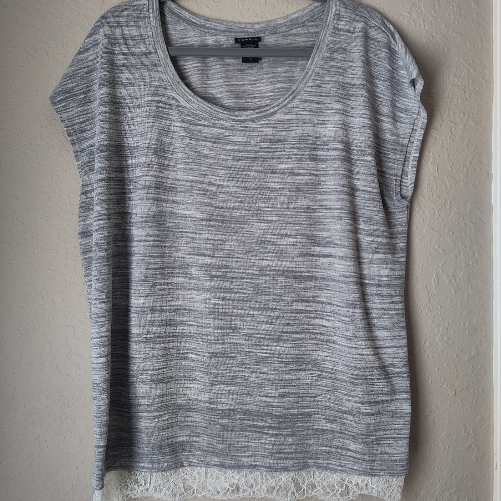 Torrid Gray Blouse Lace Detail Size 1x